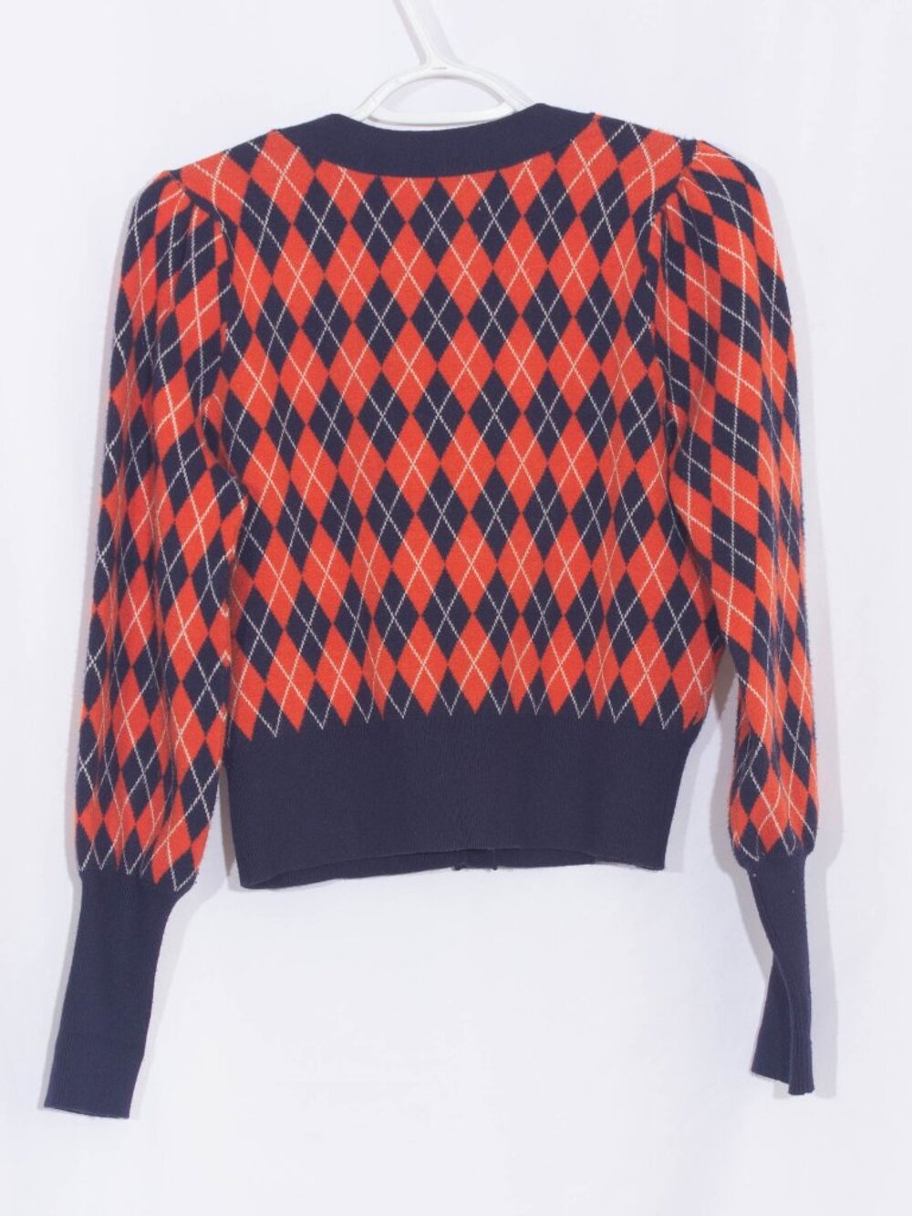 ANTHROPOLOGIE MAEVE Twee Argyle Print Sweater Cardigan Size M - Picture 3 of 8
